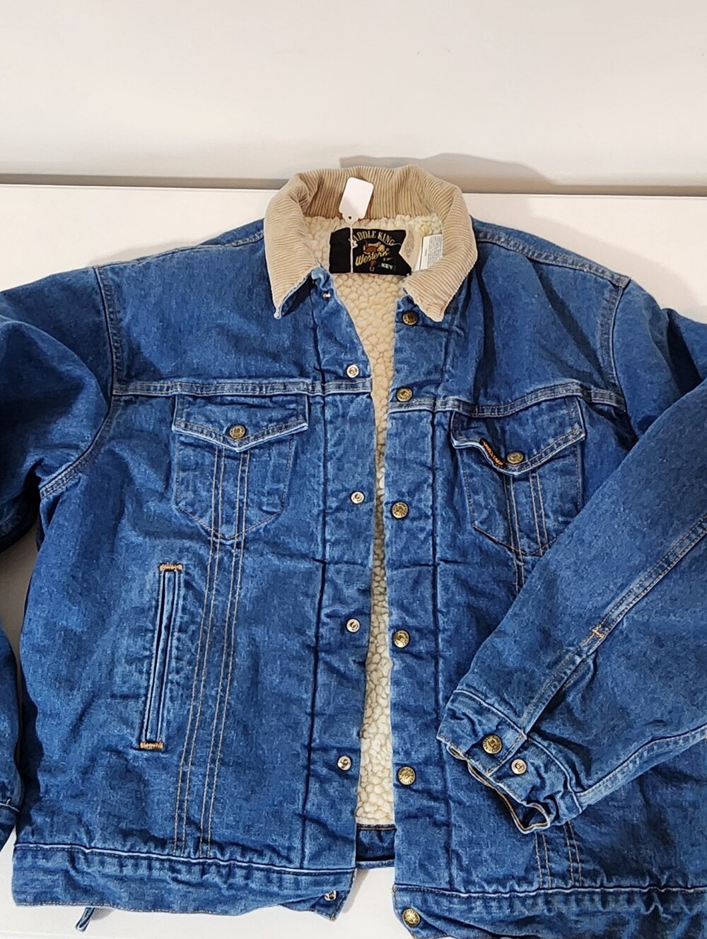 Vintage-Inspired Blue Denim Sherpa Jacket - Unbranded